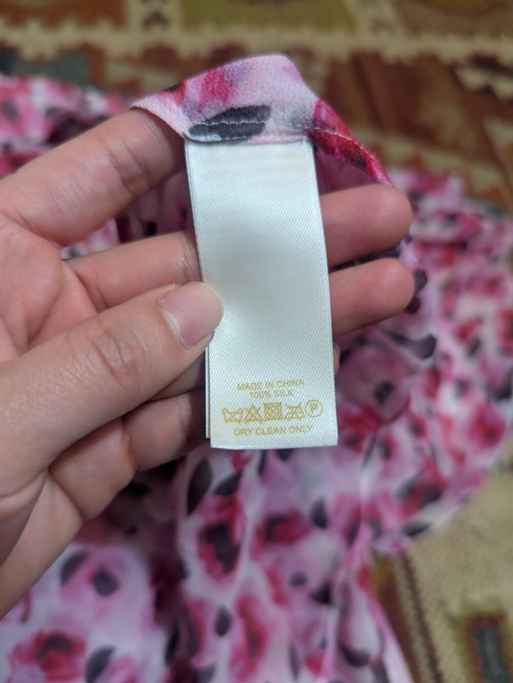 Kate Spade Rose Blouse 100% Silk Ruffle Short Sleeve Button Blouse Shirt Size 4 - Picture 7 of 8